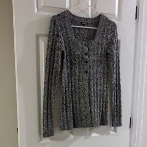 Gray & White Cardigan Sweater